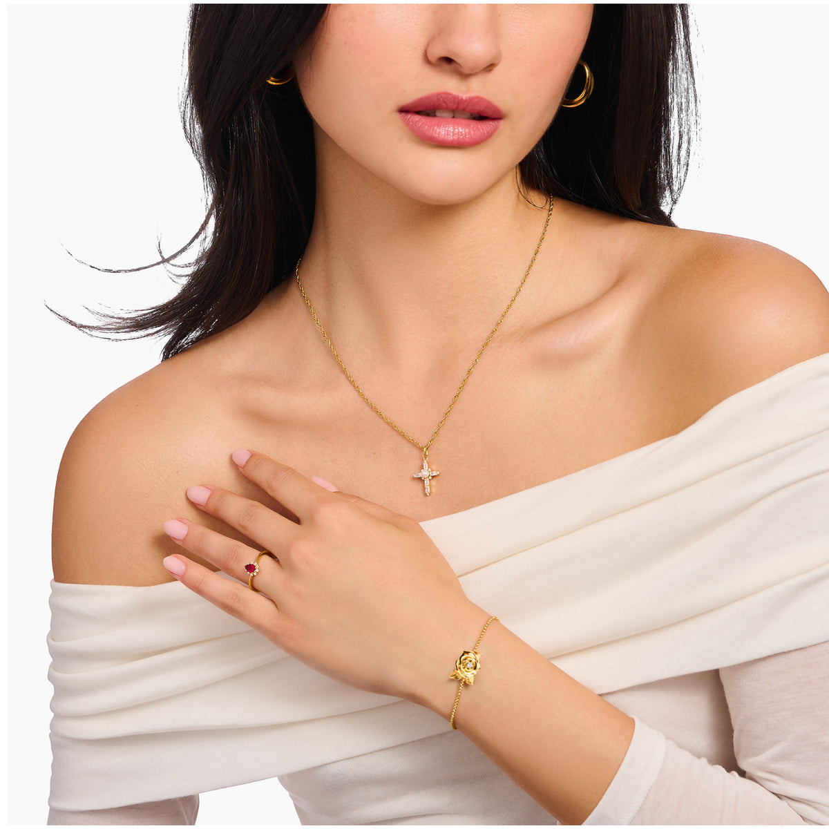 Kette True Romance Cross Vergoldet
