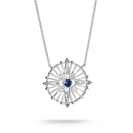Kette mit Anhänger Talisman blau silberfarben