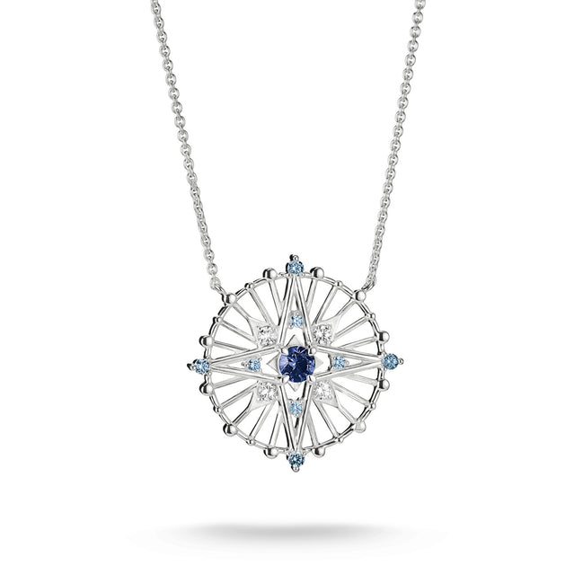 Kette mit Anhänger Talisman blau silberfarben