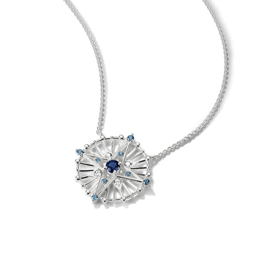 Kette mit Anhänger Talisman blau silberfarben