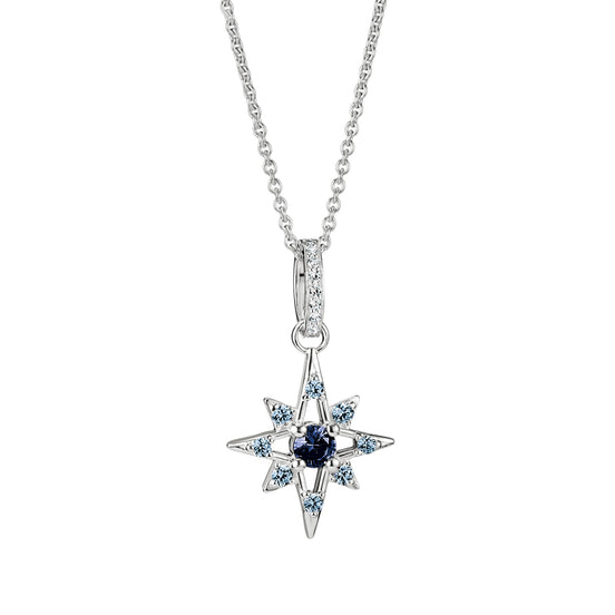 Kette mit Anhänger Stern blau silberfarben