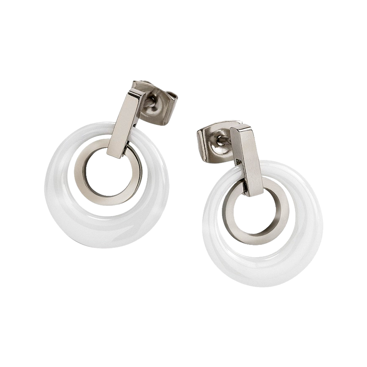 Titanium Ohrstecker Keramik Weiß