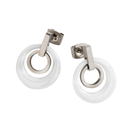 Titanium Ohrstecker Keramik Weiß