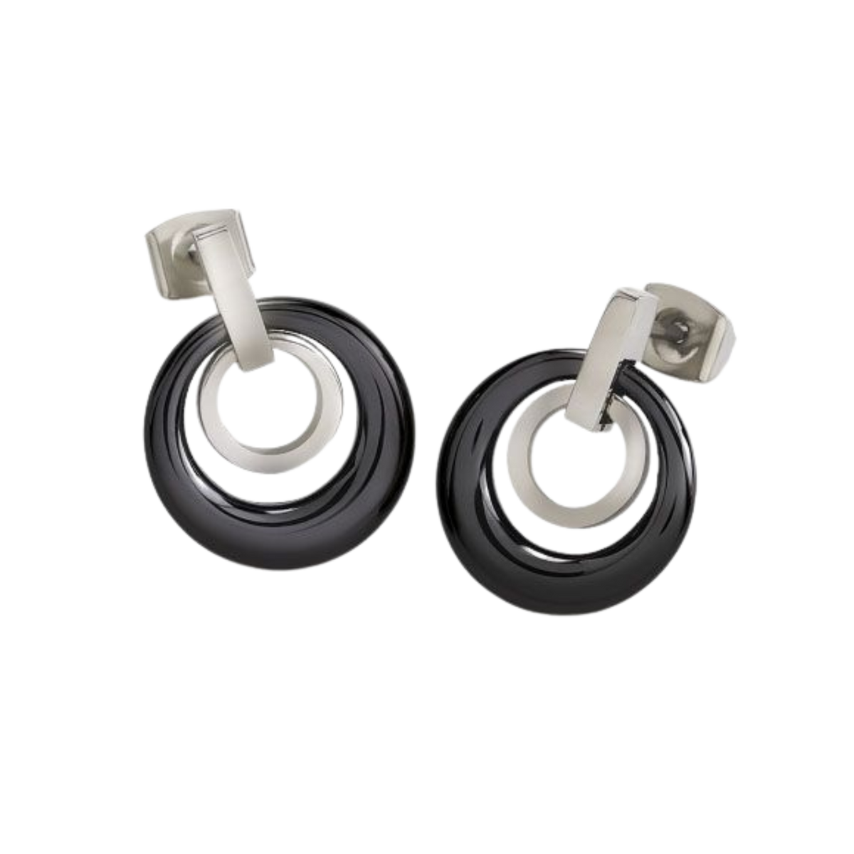 Titanium Ohrstecker Keramik Schwarz
