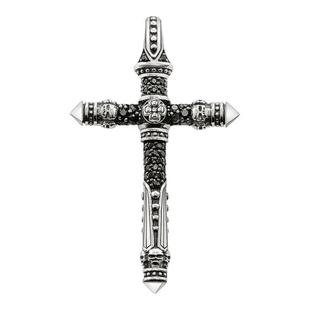 Anhänger Kreuz Silber / Zirkonia schwarz
