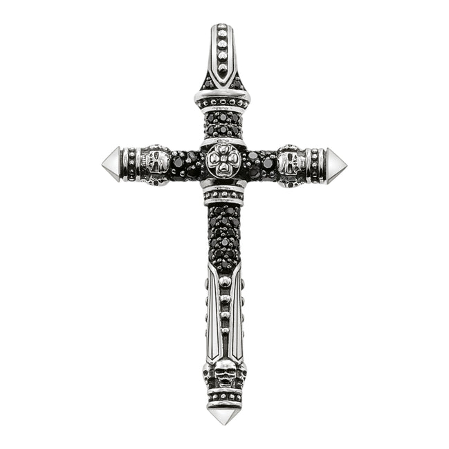 Anhänger Kreuz Silber / Zirkonia schwarz