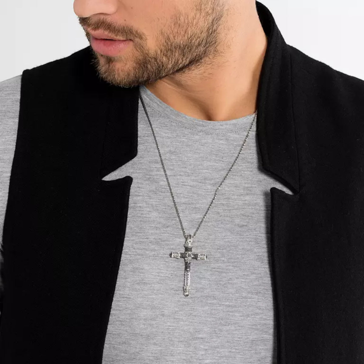 Anhänger Kreuz Silber / Zirkonia schwarz