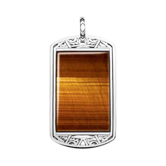 Anhänger "Dog Tag" Tigerauge Silber geschwärzt