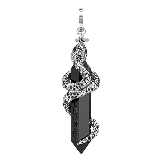 Anhänger "Onyx mit Schlange" Silber geschwärzt P