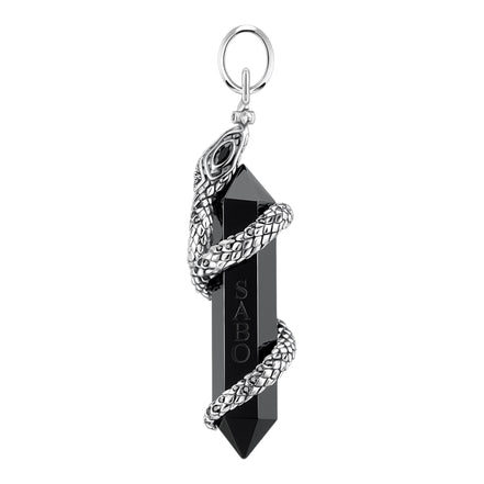 Anhänger "Onyx mit Schlange" Silber geschwärzt P