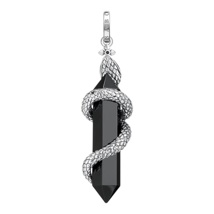 Anhänger "Onyx mit Schlange" Silber geschwärzt P