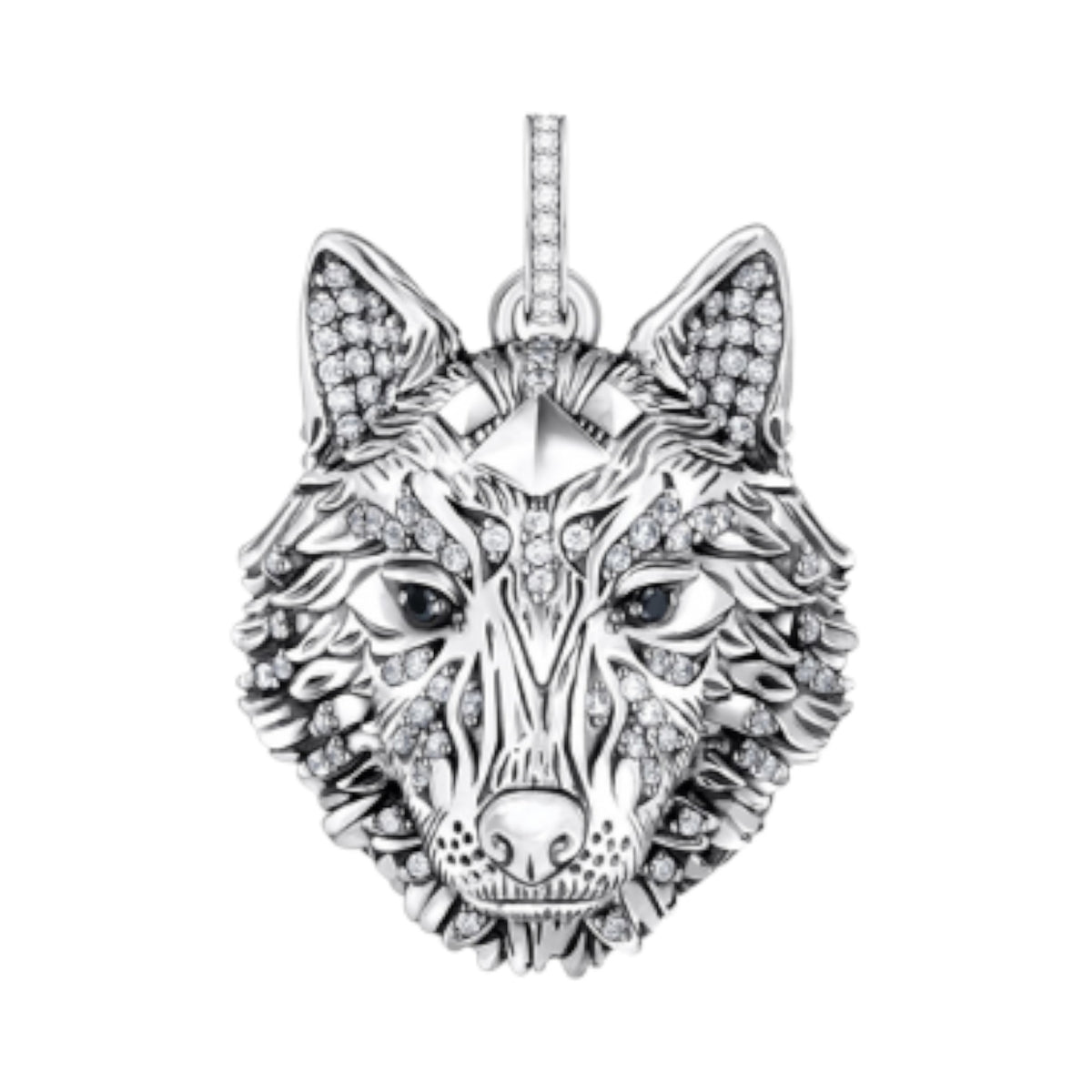 Anhänger Wolf Gesicht mit Steinen