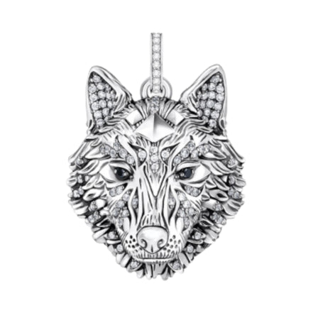 Anhänger Wolf Gesicht mit Steinen