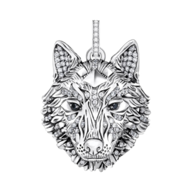 Anhänger Wolf Gesicht mit Steinen