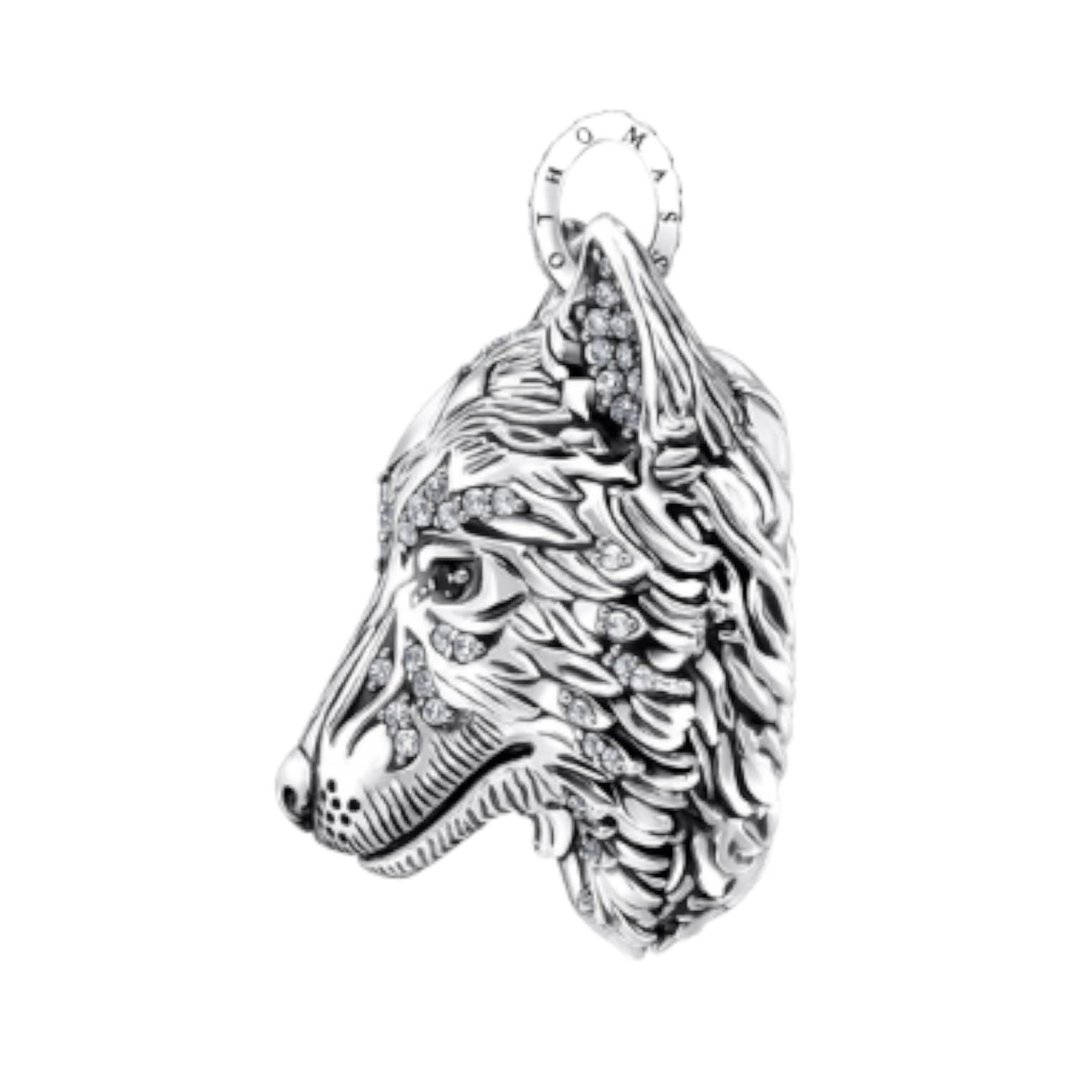 Anhänger Wolf Gesicht mit Steinen