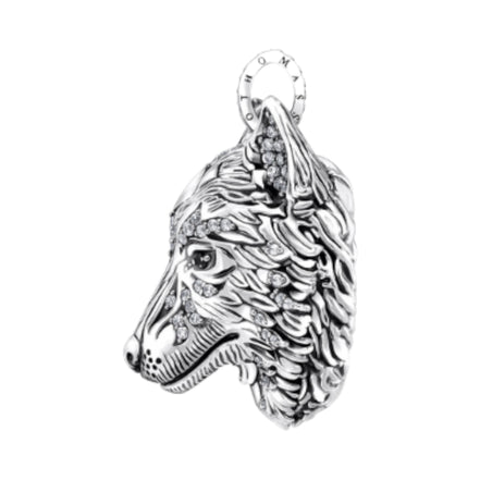 Anhänger Wolf Gesicht mit Steinen