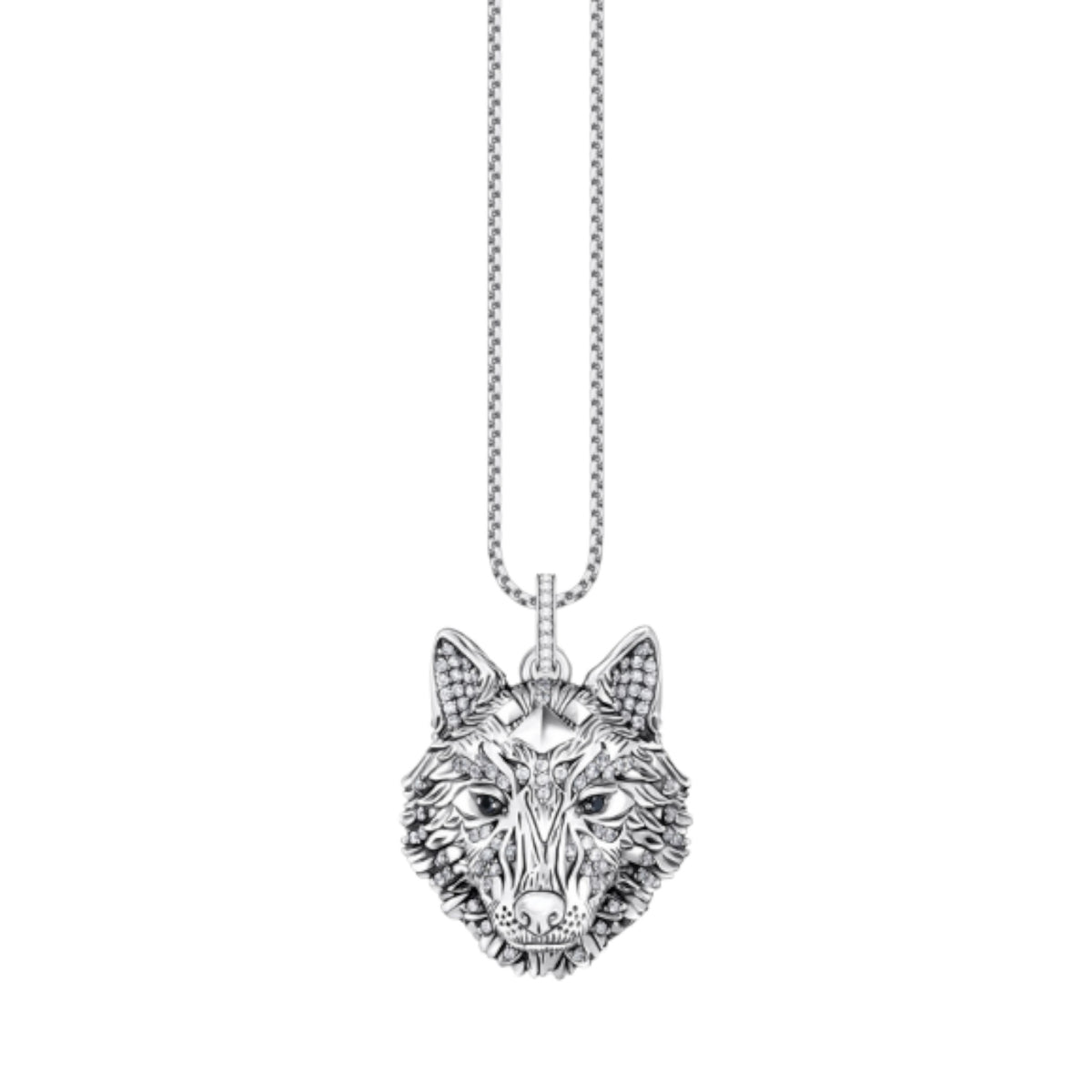 Anhänger Wolf Gesicht mit Steinen