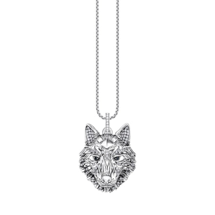 Anhänger Wolf Gesicht mit Steinen