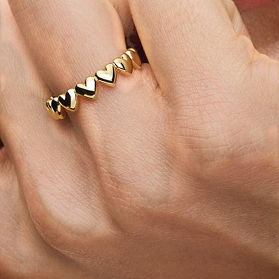 MOMENTS Ring Herz Reihe Vergoldet