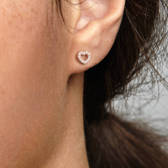 ROSE Ohrstecker Herz mit Zirkonia