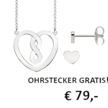SET Collier & Ohrstecker Silber "Infinity Herz"