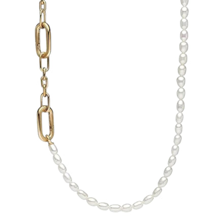 ME Kette schmale Gliederkette mit Perlen 14k gelbvergoldet