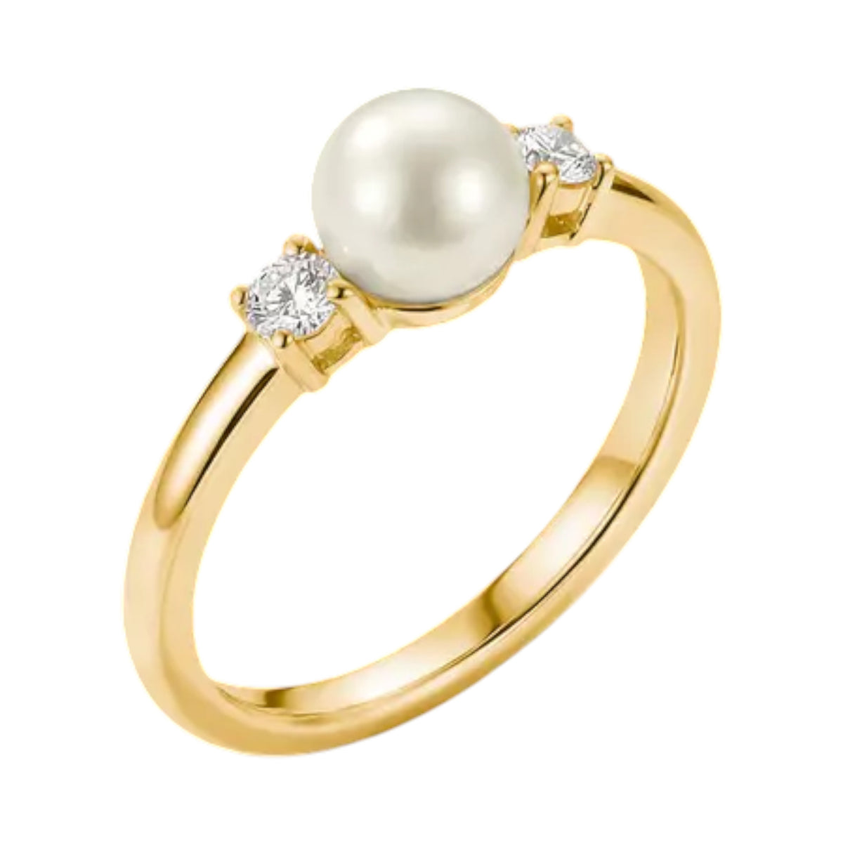 Ring Zirkonia und Perle Vergoldet
