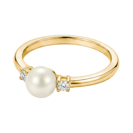 Ring Zirkonia und Perle Vergoldet