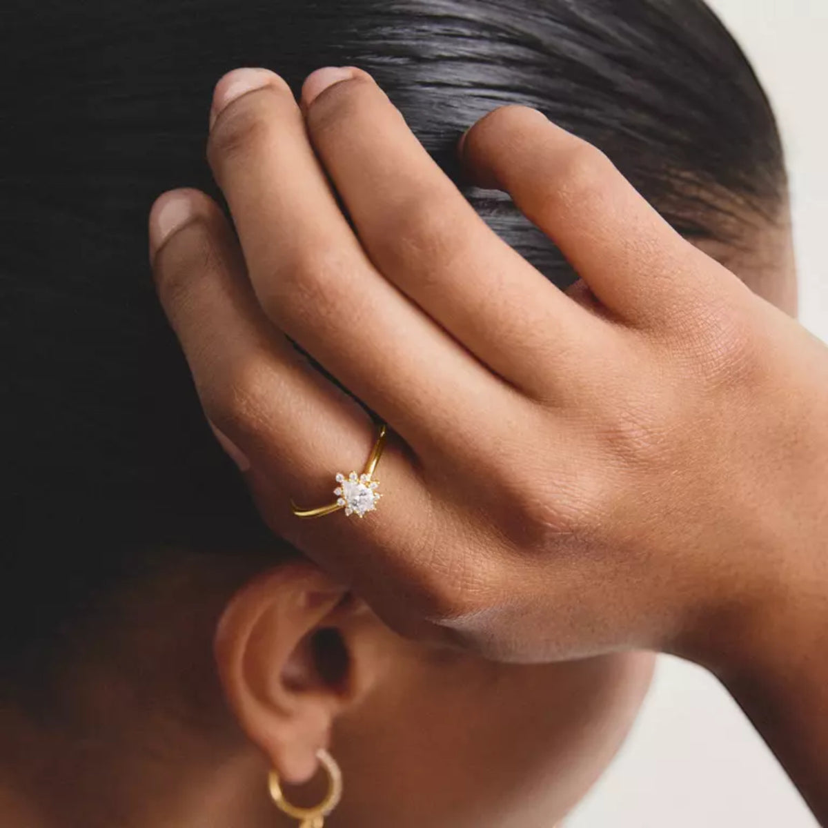 Ring Zirkonia Weiß Vergoldet