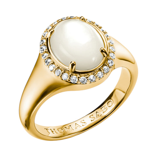 Ring Perlmutt & Zirkonia Vergoldet