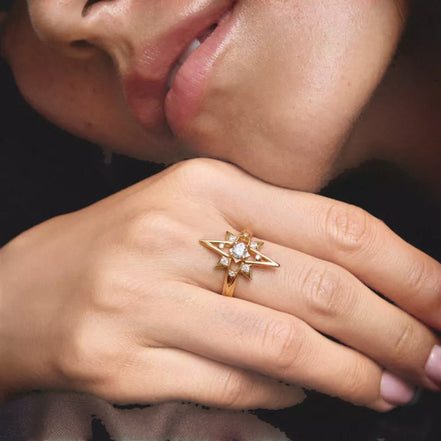 Ring Stern mit Zirkonia goldfarben