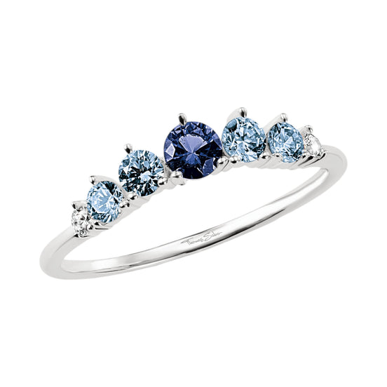 Ring mit blauen Steinen silberfarben