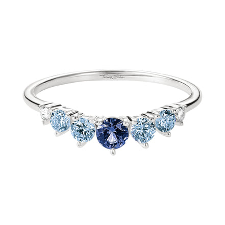 Ring mit blauen Steinen silberfarben