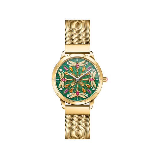 Damenuhr Kaleidoskop Libelle grün gold