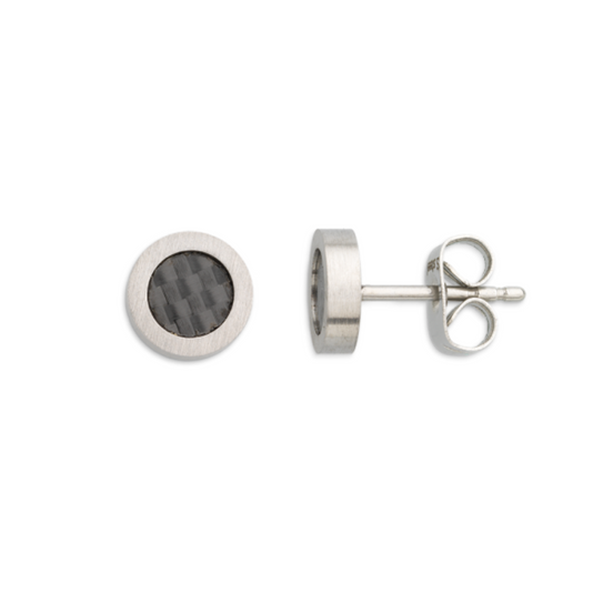 Herren-Ohrstecker Edelstahl Carbon
