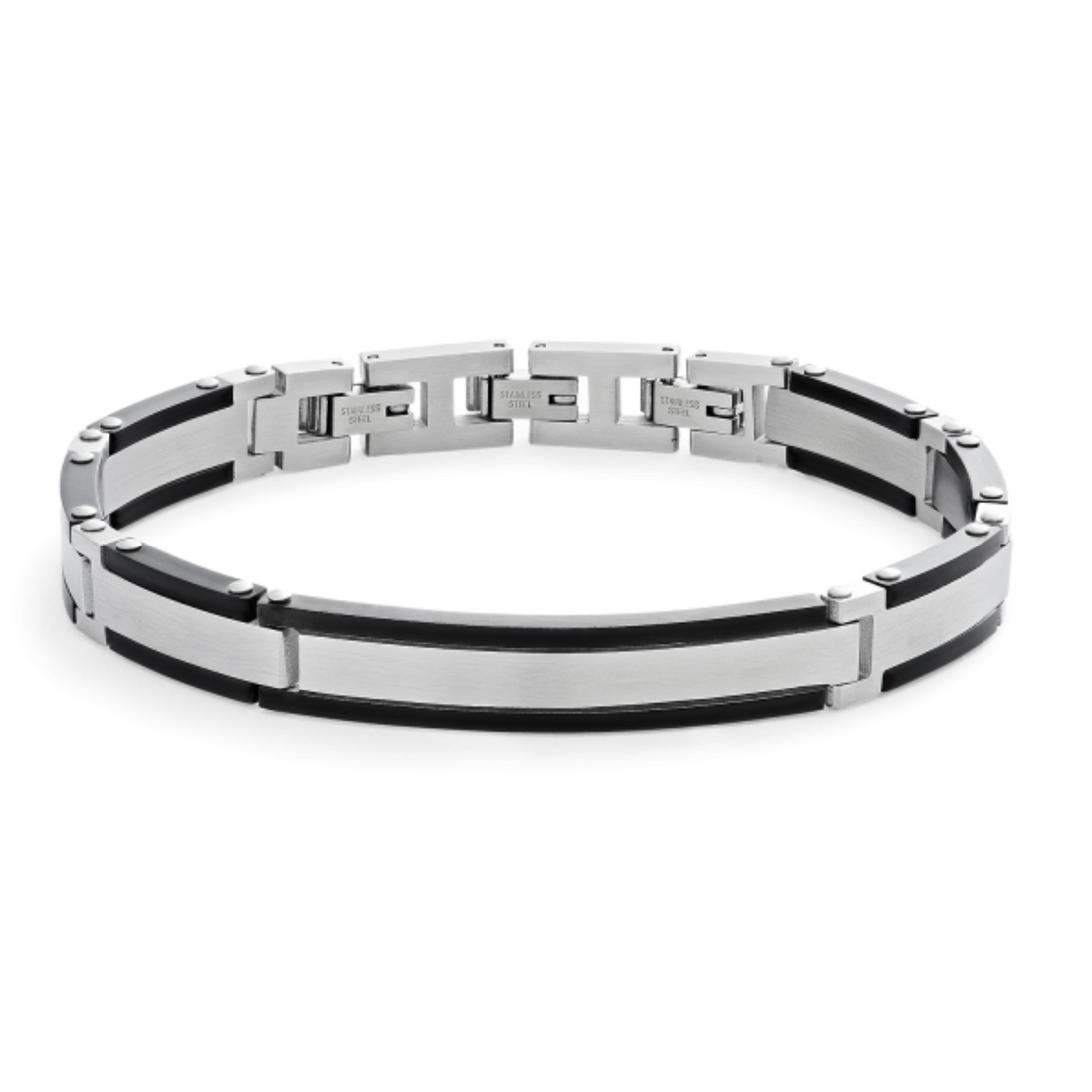 Armband Herren "Leather & More" silberfarben, Edelstah