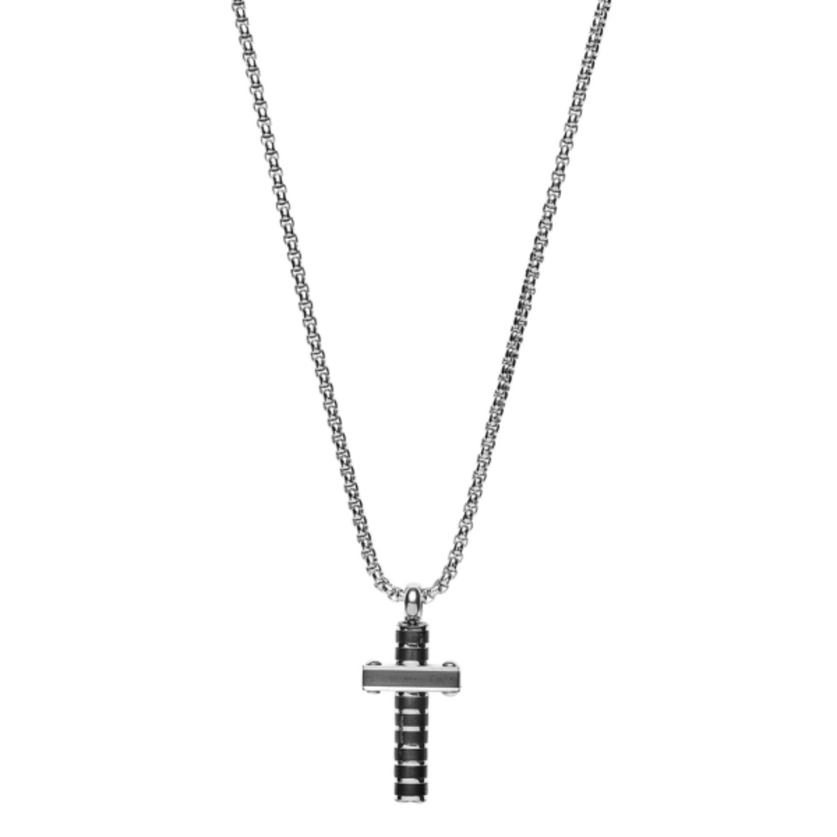 Kette Kreuzanhänger Silber Schwarz