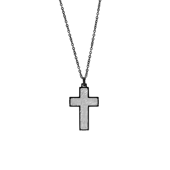 XENOX Halskette Kreuzanhänger schwarz, silber X4135