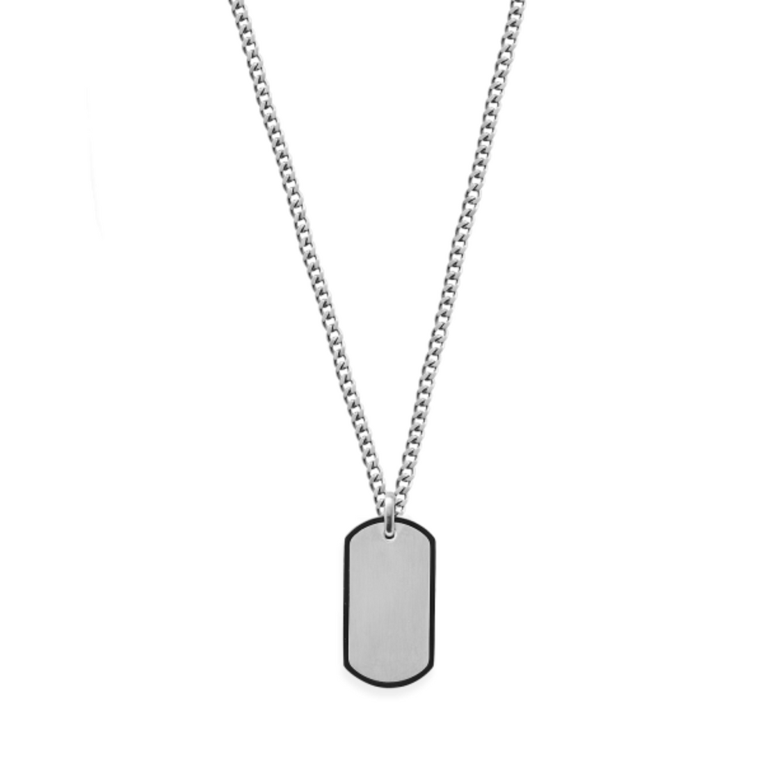Kette Herren "Gravurplatte" silberfarben, Edelstahl X4