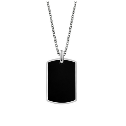 TAGS Halskette Herren Silber Schwarz