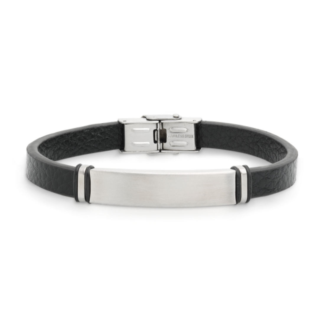 Armband Herren "Leather & More" Edelstahl schwarz X451