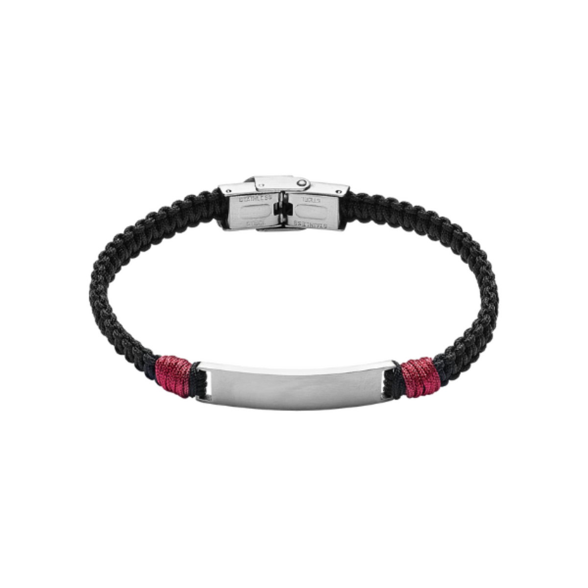 Armband Herren Stoffband Schwarz Rot