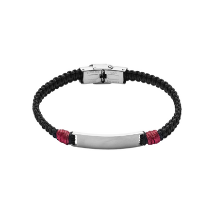 Armband Herren Stoffband Schwarz Rot