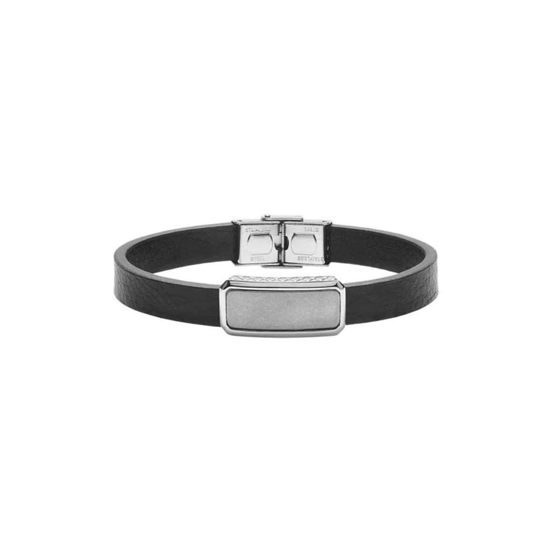 Herrenarmband Leder silberfarben schwarz