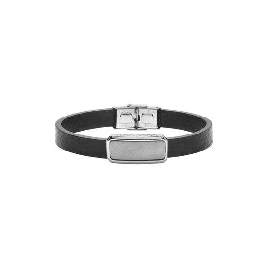 Herrenarmband Leder silberfarben schwarz