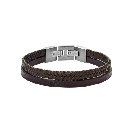 Lederarmband Herren zweireihig braun