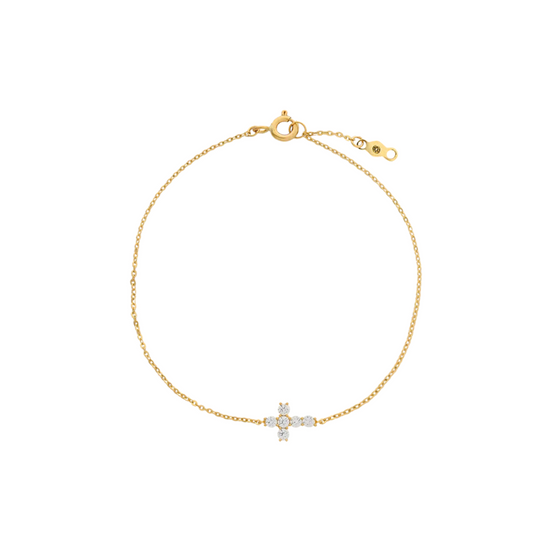 FINE Armband Kreuz 585/- gelbgold Zirkonia