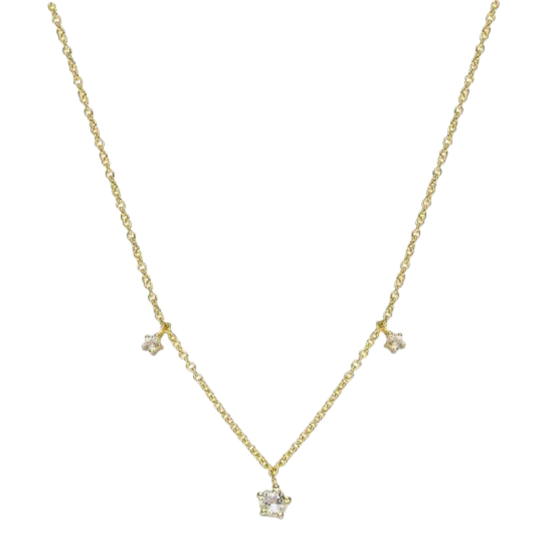 375/- Gold Kette Damen "Farbstein" weiße Topas-Steine