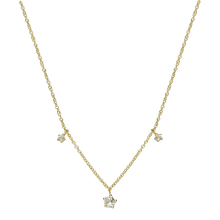375/- Gold Kette Damen "Farbstein" weiße Topas-Steine
