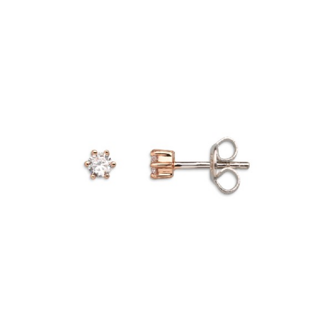 Ohrstecker Damen "Silver Circle K" 4mm rosèfarben XS35
